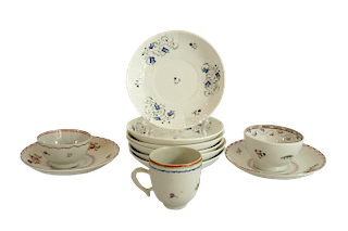 Paris Porcelain Bowls & Chinese Export Famille Rose Cups & Booths Ceramic Saucers