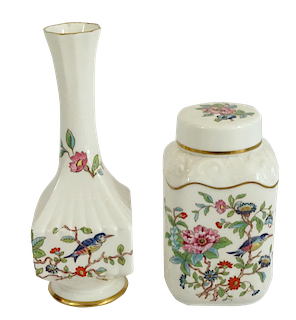Aynsley Ceramic 'Pembroke' Vase & Potpourri Jar