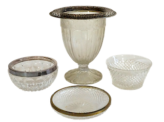 Four Crystal Pieces, Vase & Bowls 