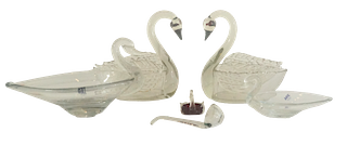 Crystal Swan Centerpiece Bowls & Salt Bowl 