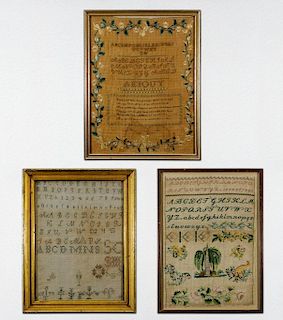 Three 19th C. Alphabet Samplers