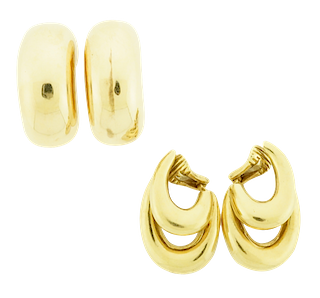 Two Pairs of Fourteen Karat Yellow Gold Earrings