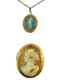 Cameo Brooch and Wedewood Cameo Pendant