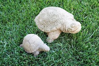 Two Garden Decor Turtle Statues 