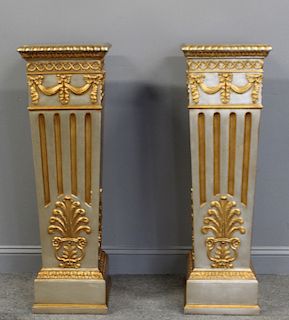 Pair of Carved Gilt and Silvered Decorated