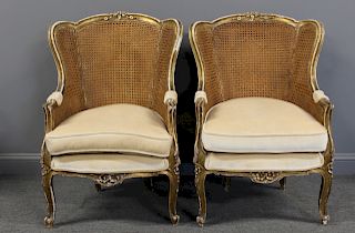 Pair of Louis XV Style Paint  Decorated and Carved