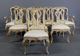 8 Italian Painted And Gilt Decorated Chairs.