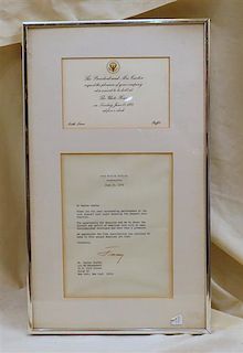 Jimmy Carter Signed White House Letter of Commendation to Dexter Gordon