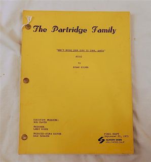 Hollywood Studio The Partridge Family Script 
