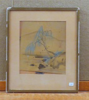 Kei Sen Tokyo 1926 Painting on Silk Landscape