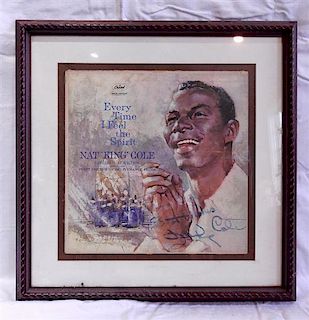 Nat King Cole Autographed Record Framed 