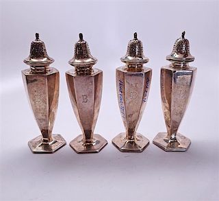Tiffany &amp; Co Art Deco Sterling Salt Pepper Shakers Set 4pc