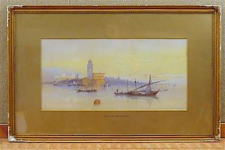 Edwin St. John Castle on Lake  Constance Watercolor on Paper Painting
