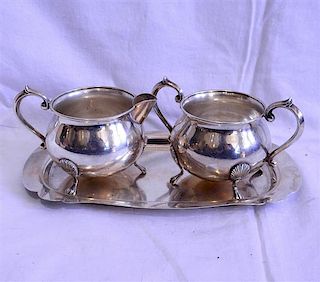 F. B. Rogers Silver &amp; Co Sterling Sugar Creamer Set Wallace Tray 