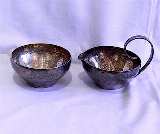 1920s William Waldo Dodge Sterling Silver Creamer Sugar Bowl Set 