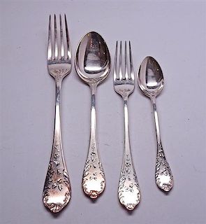 Faberge Grand Duchess Sterling Silver 4pc Place Setting