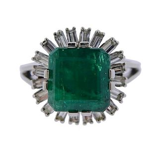 18k Gold Emerald Diamond Cocktail Ring 