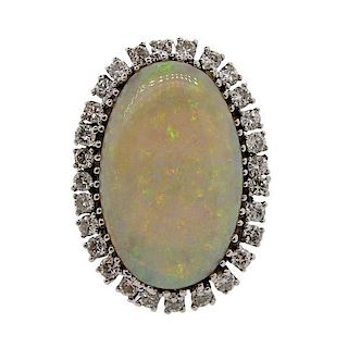 14k Gold Opal Diamond Cocktail Ring