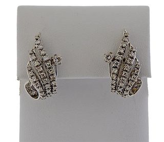 Mid Century 18k Gold Diamond Earrings 