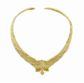 Buccellati Wing Motif 18k Gold Collar Necklace