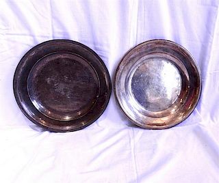 Antique French Sterling Plate Set 2pc