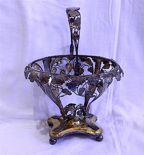 Antique Continental Silver Floral Basket 