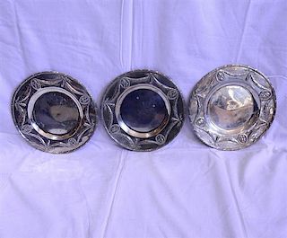 Antique French Sterling Plate Set 3pc
