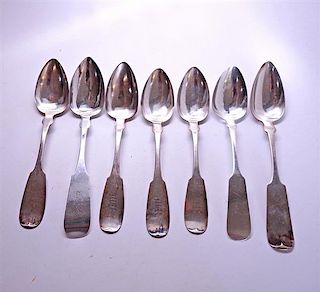 Early American Silver Coin Silver Spoon Set 7pc