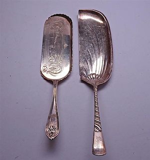2piece Early American Sterling Silver Crumb Scoop