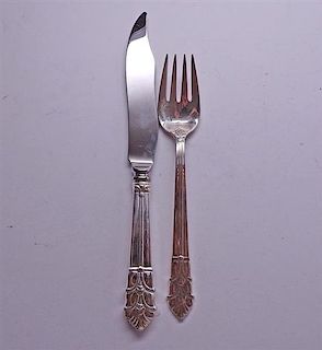Tiffany &amp; Co Palmette Sterling Fish Fork Knife Set 