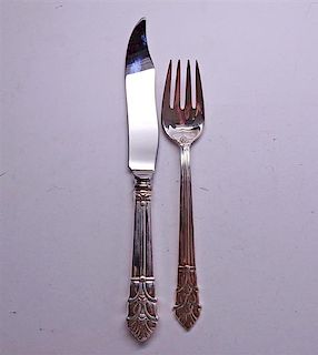 Tiffany &amp; Co Palmette Sterling Fish Fork Knife Set 