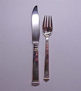Tiffany &amp; Co Hampton Sterling Fish Fork Knife Set 