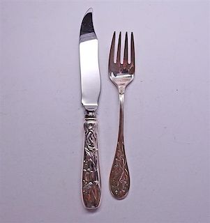 Tiffany &amp; Co Audubon Sterling Salad Fork Knife Set 