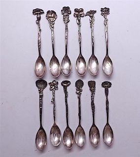 Antique Tiffany &amp; Co Floral Demitasse Spoon Set 12pc