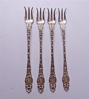 Dominick &amp; Haff Blossom Sterling Cocktail Seafood Fork 4pc