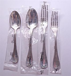 Christofle Malmaison Silver Plate Spoon Fork set 4pc