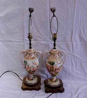 Capodimonte Porcelain Italian Lamp Set