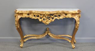 Pair Of Louis XV Style Giltwood Rococo Carved