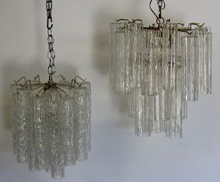 MIDCENTURY. Lot Of 2 Camer Chandeliers .
