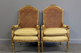 Pair of Louis XVI Style Cane Backed Chairs