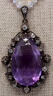JEWELRY. Antique 14kt Gold, Amethyst, and Diamond