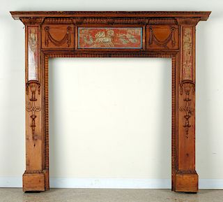19TH C. WOOD FIREPLACE MANTLE NEOCLASSICAL