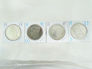4 Better Date Morgan Silver Dollars 1881,1890 CC,1885 1883 O 