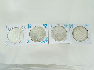 4 Blast White Morgan Silver Dollars 1902 O 1898 S Key Date, 1886 , 1889