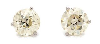 A Pair of Platinum and Diamond Stud Earrings, 1.85 dwts.