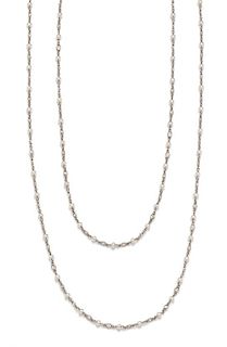 A Platinum, Diamond and Pearl Station Necklace, Morelle Davidson, 8.50 dwts.
