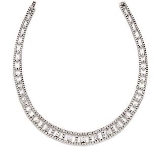 An 18 Karat White Gold and Diamond Collar Necklace, Italian, 36.30 dwts.