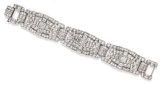 A Platinum and Diamond Bracelet, French, 47.90 dwts.