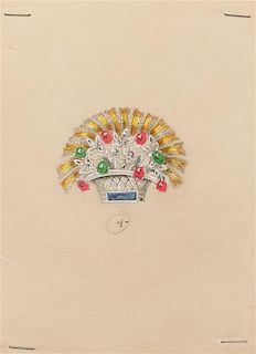 A Collection of Original Gouache on Paper Jewelry Designs for Trabert & Hoeffer,