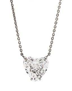 A Platinum and Diamond Solitaire Necklace, 2.90 dwts.